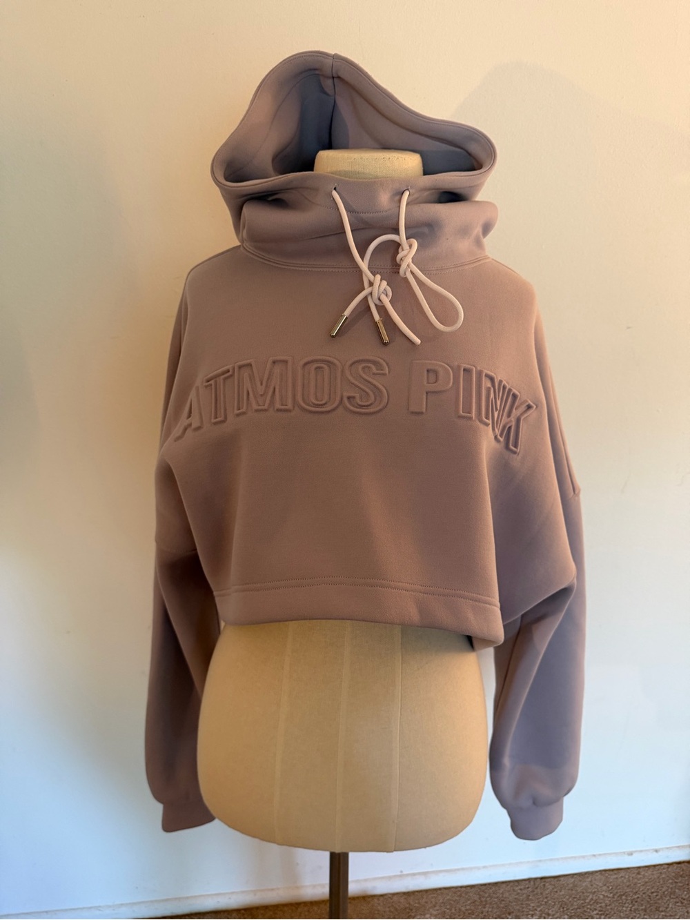 NWOT Atmos Pink Oversized Cropped Funnel Neck Sweatshirt - Dusty Mauve/Purple
